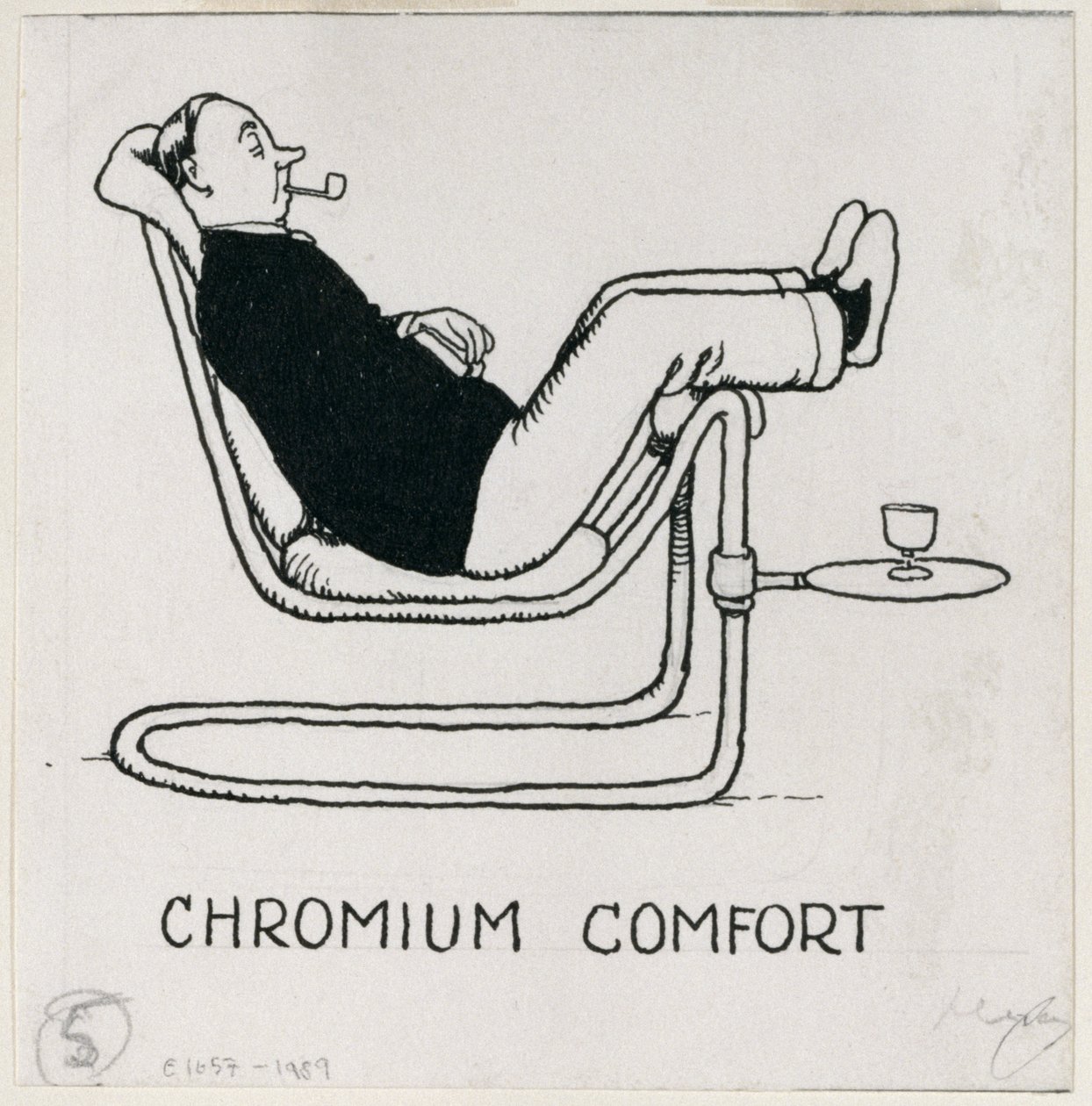 „Chromium Comfort”, részlet a „Hogyan éljünk lakásban” című könyvből, 1936-ban alkotó: William Heath Robinson