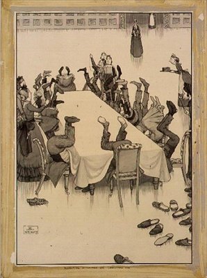 A harisnyák ellenőrzése szenteste (tinta és mosás) alkotó: William Heath Robinson