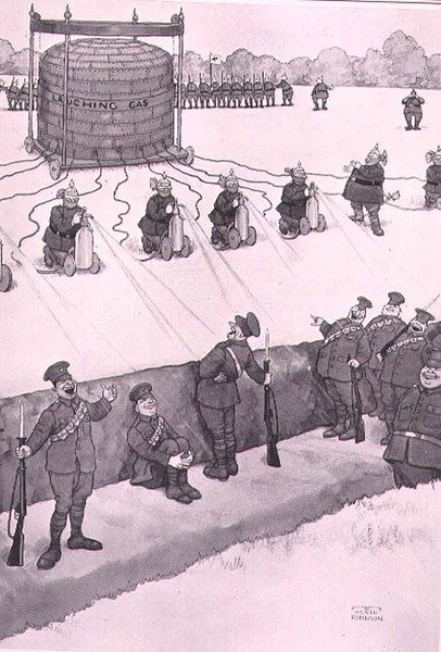 Nevető gáztámadás, a "Néhány rémisztő háborús képből" alkotó: William Heath Robinson