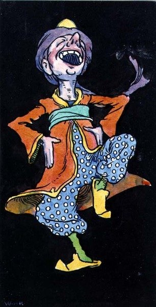Nevető férfi török jelmezben (akvarell papíron) alkotó: William Heath Robinson