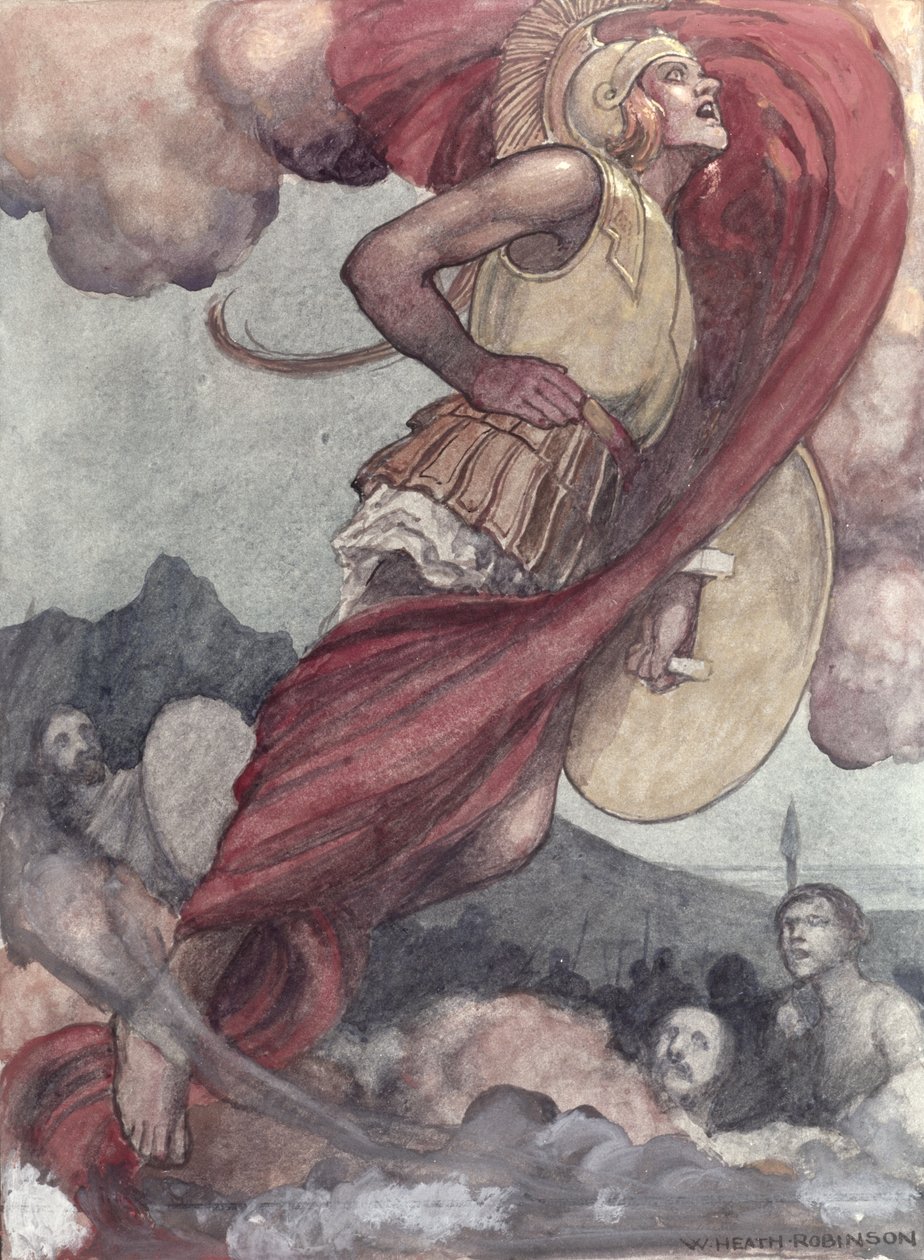 A Diomed által megsebzett Mars visszatér az Olümposzra alkotó: William Heath Robinson