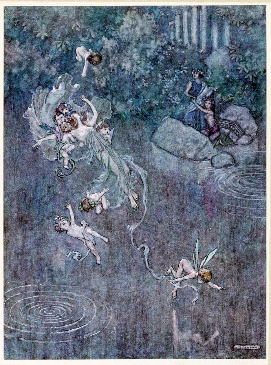 Oberon: és tisztességes Aegle-lel megtörni a hitét, a Szentivánéji álom, kocsma. 1914. alkotó: William Heath Robinson