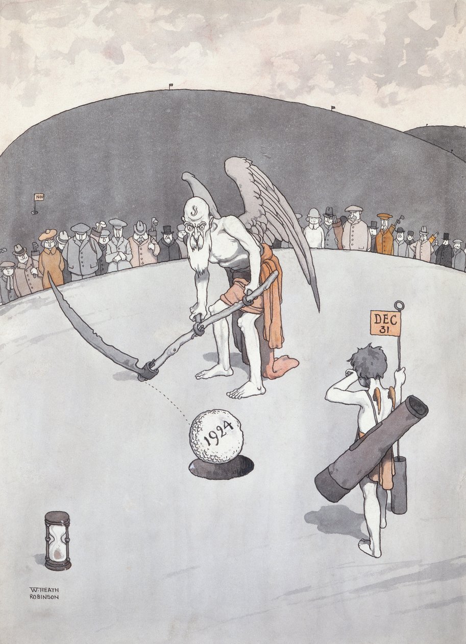 A régi lyuk kihelyezése (toll és tinta) alkotó: William Heath Robinson