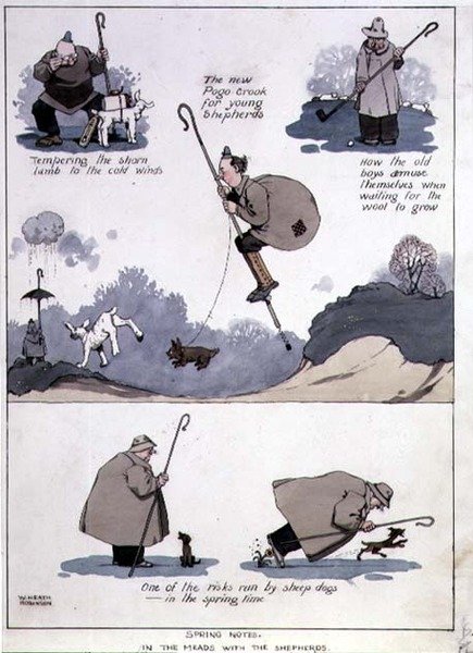 Tavaszi jegyzetek - Mézsörben a pásztorokkal (akvarell) alkotó: William Heath Robinson