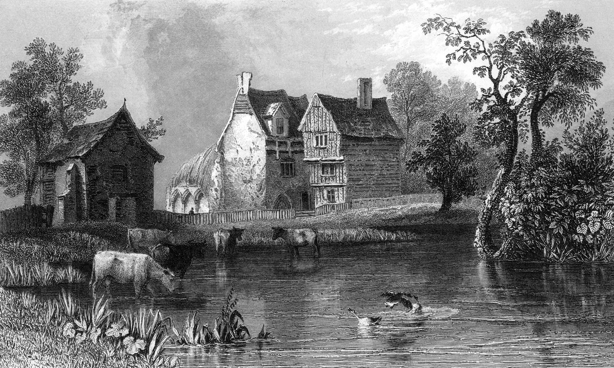 Beleigh apátság, Maldon közelében, Essexben, vésette Charles Mottram, 1832 alkotó: William Henry Bartlett