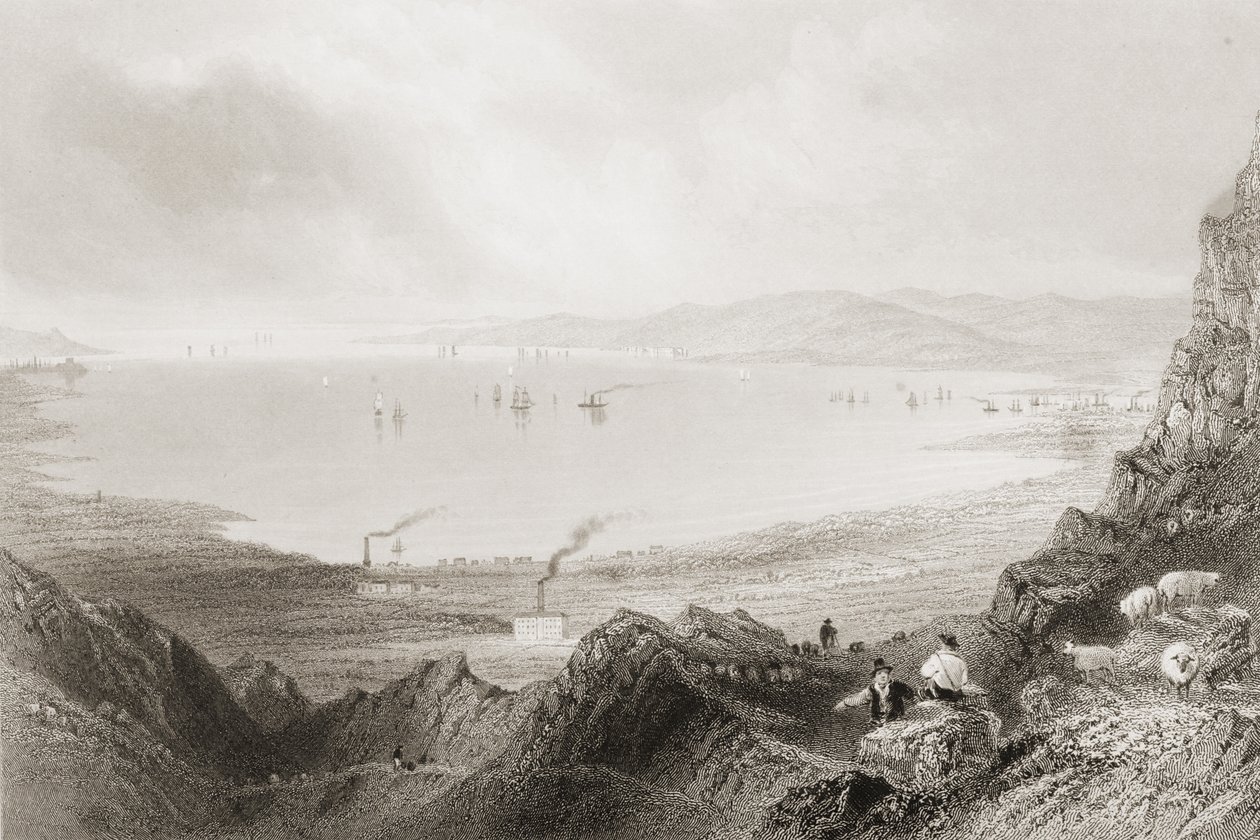 Belfast Lough, Antrim megye, George Virtue „Scenery and Antiquities of Ireland” című művéből, 1860-as évek alkotó: William Henry Bartlett
