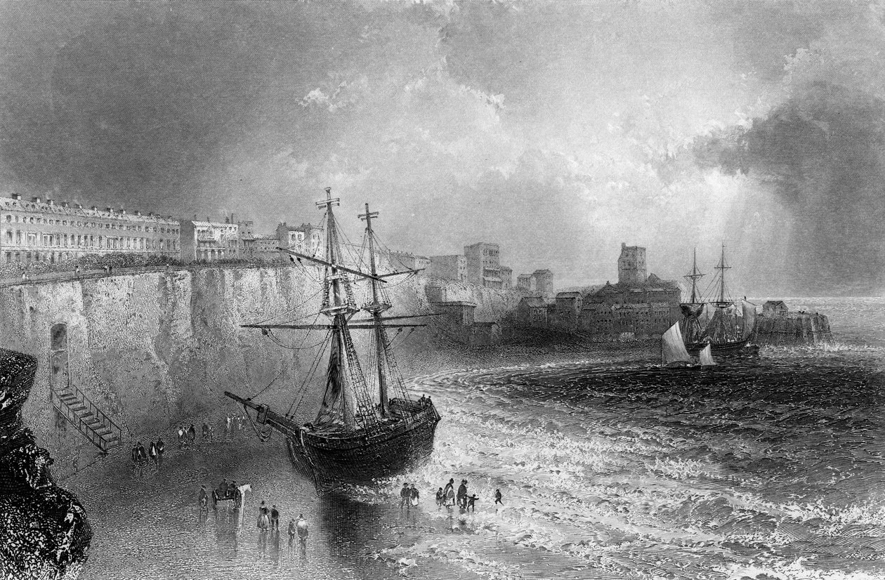 Broadstairs, Kent, vésette Robert Brandard, 1842 alkotó: William Henry Bartlett