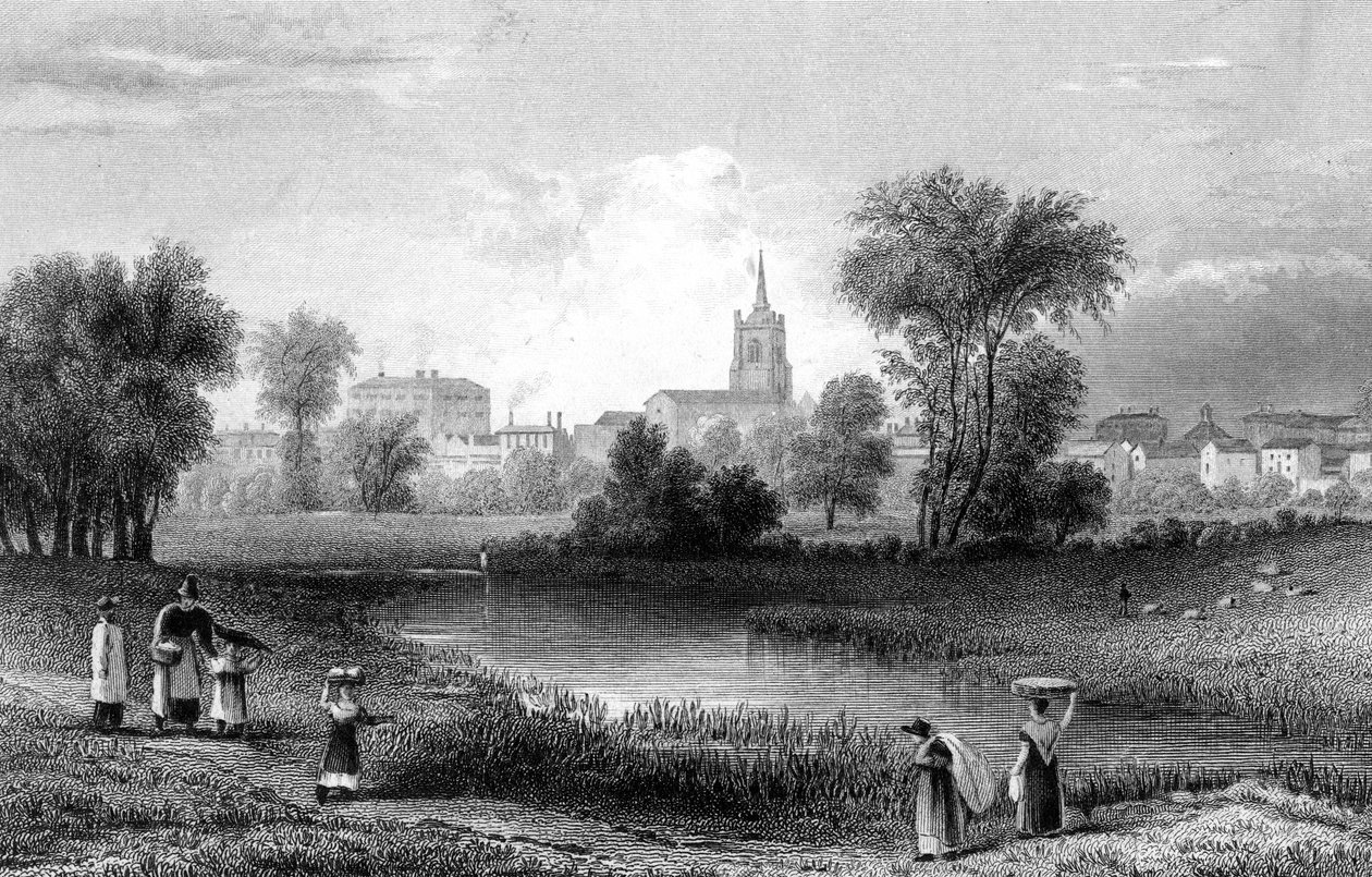 Chelmsford, Essex, metszett John Rogers, 1831 alkotó: William Henry Bartlett