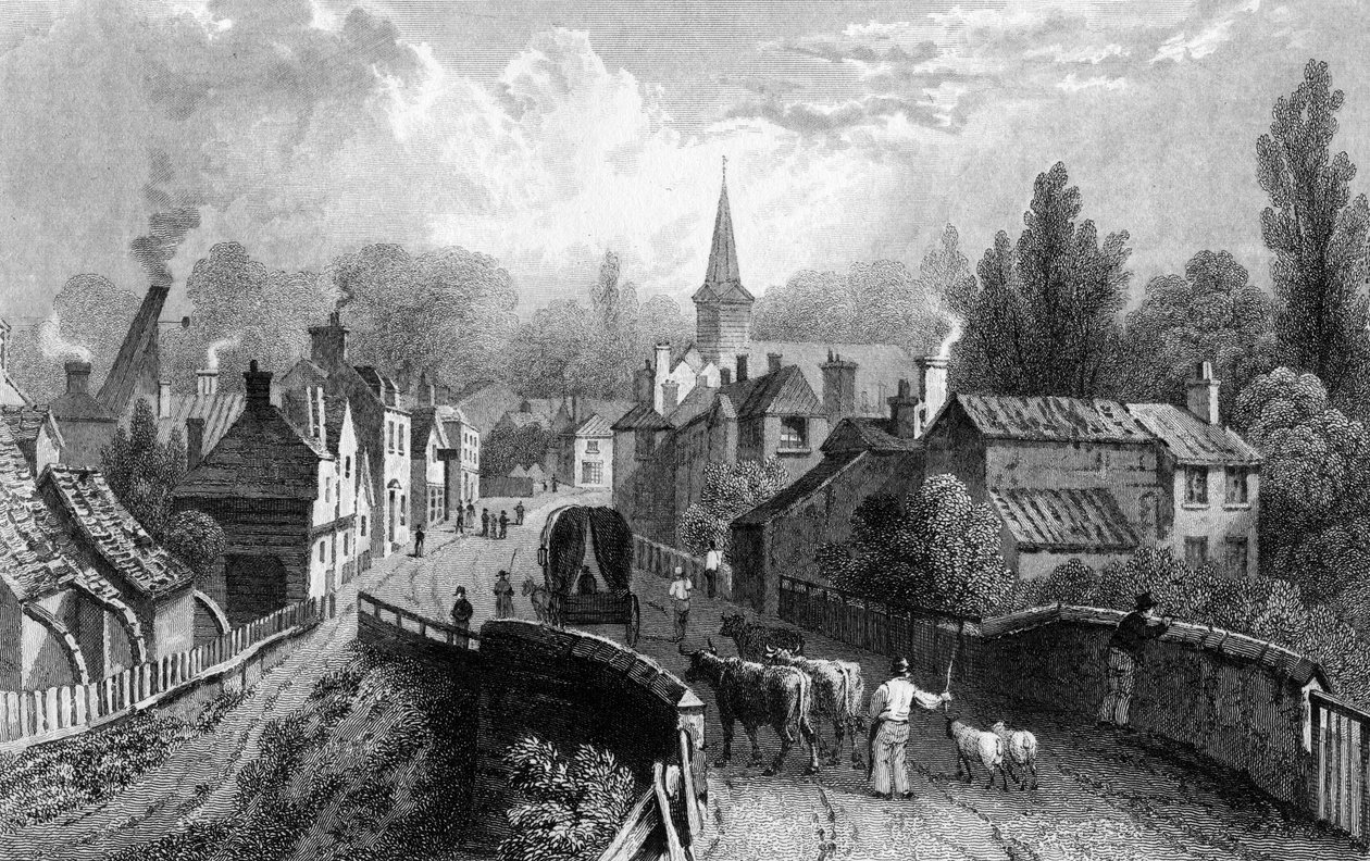 Chipping Ongar, Essex, metszett Henry Adlard, 1832 alkotó: William Henry Bartlett