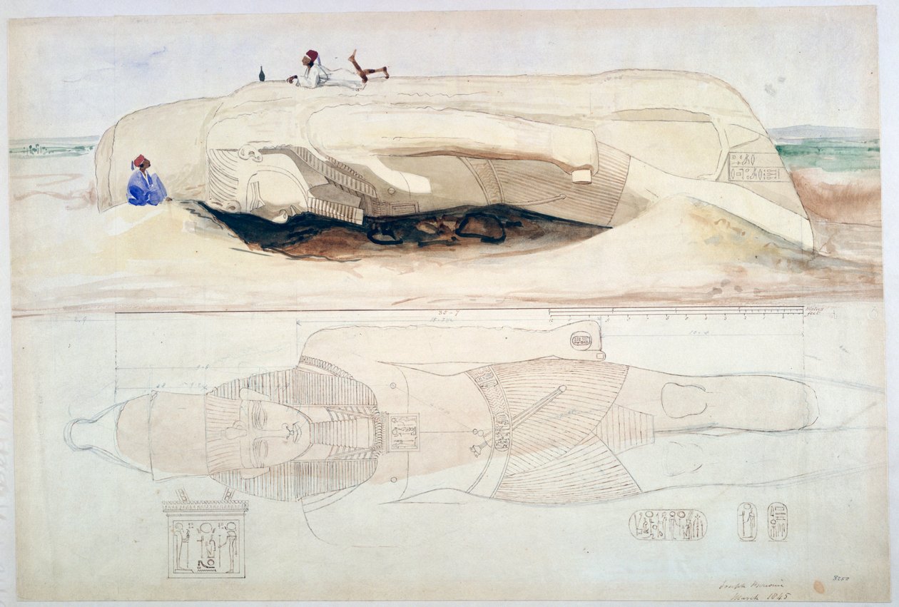 II. Ramszesz kolosszusa, Memphis, 1845 alkotó: William Henry Bartlett