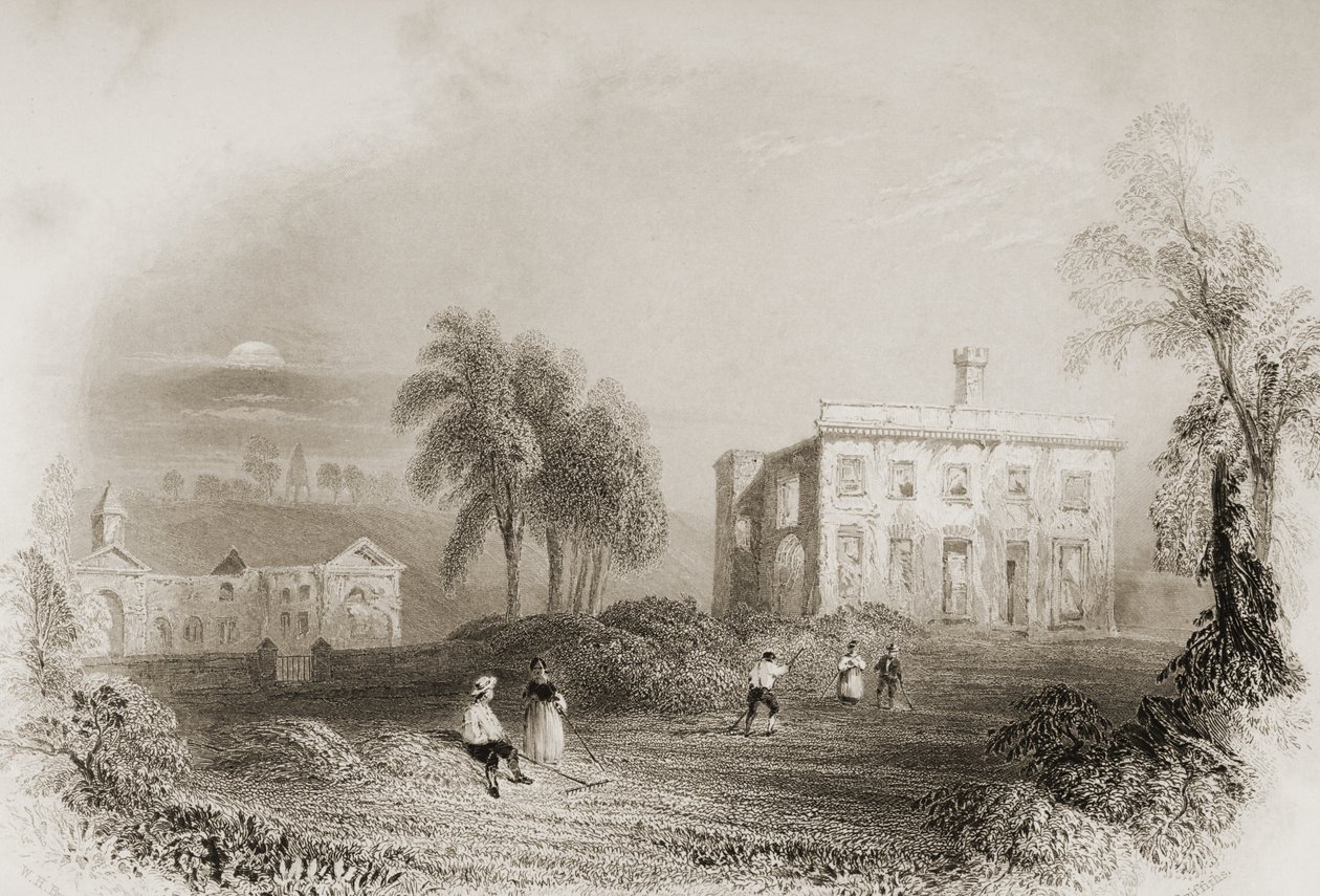 Dangan kastély, Meath megye, Írország, George Virtue „Scenery and Antiquities of Ireland” című művéből, 1860-as évek alkotó: William Henry Bartlett