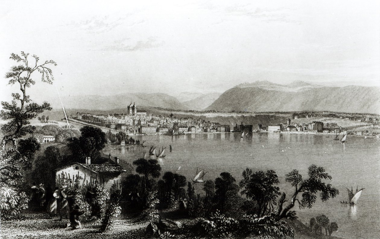 Genf Colignyból, metszett Robert Wallis alkotó: William Henry Bartlett