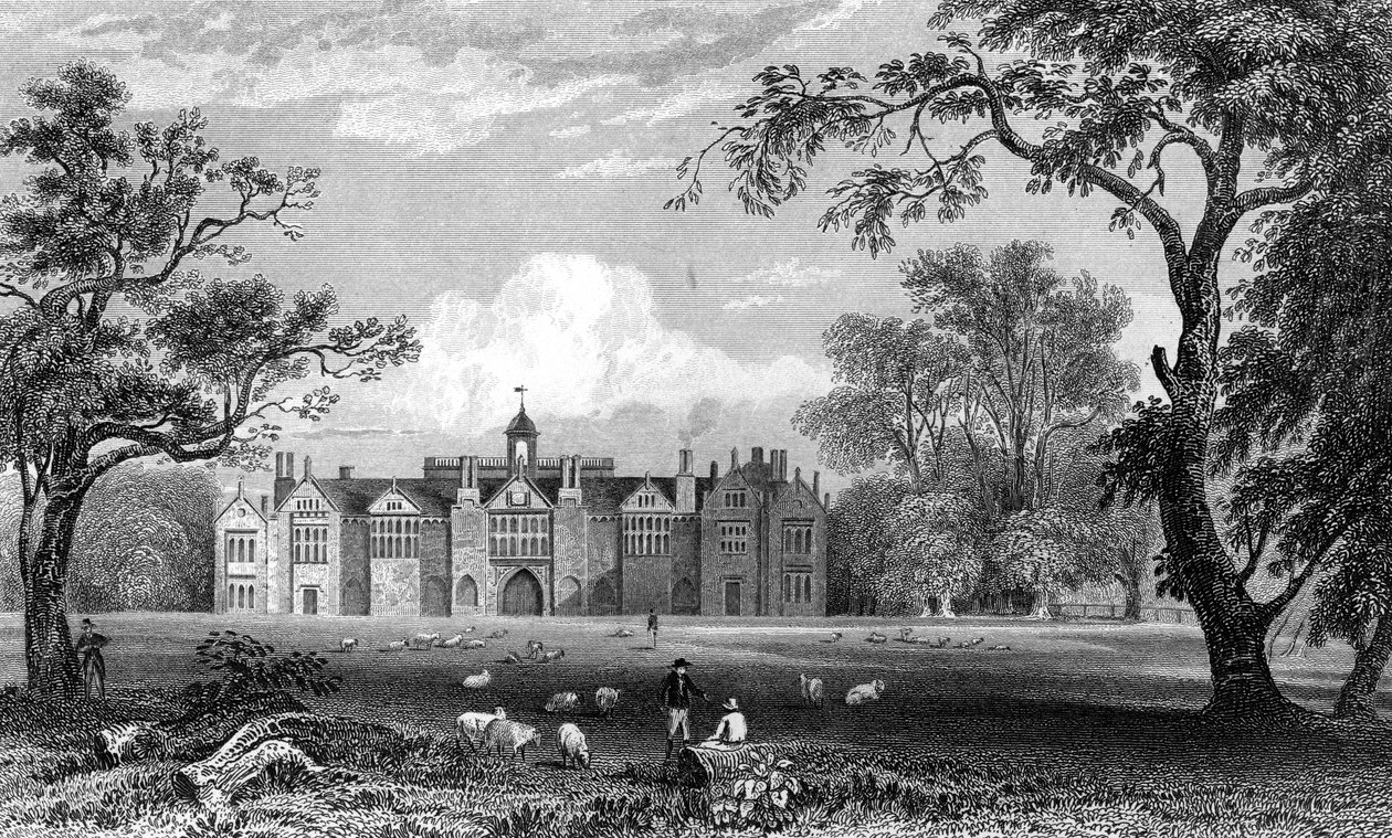 Gosfield Hall, Essex, metszett Robert Sands, 1832 alkotó: William Henry Bartlett