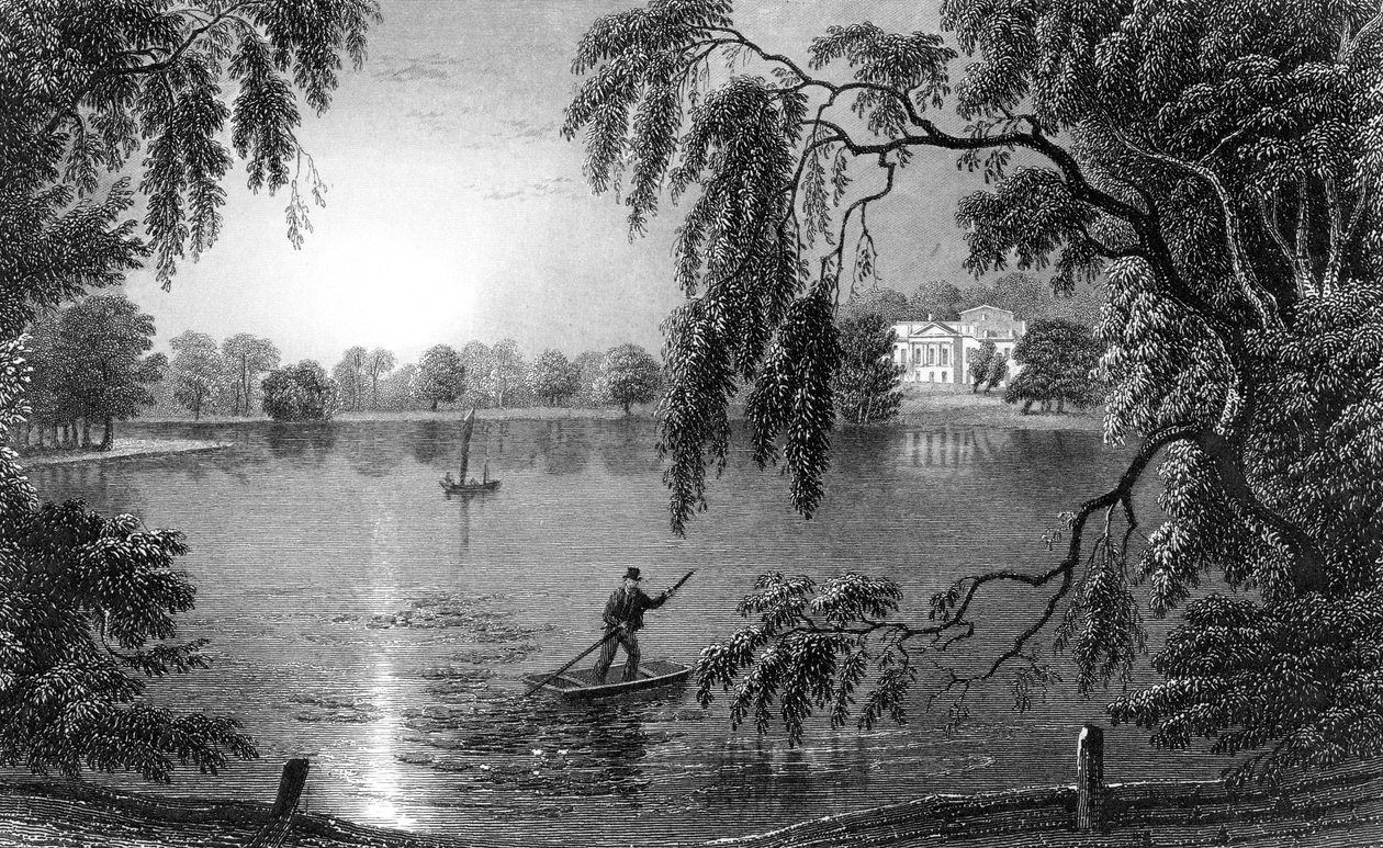 Gosfield Hall, a Weathersfield Roadról, Essex, metszett: Charles Mottram, 1833 alkotó: William Henry Bartlett