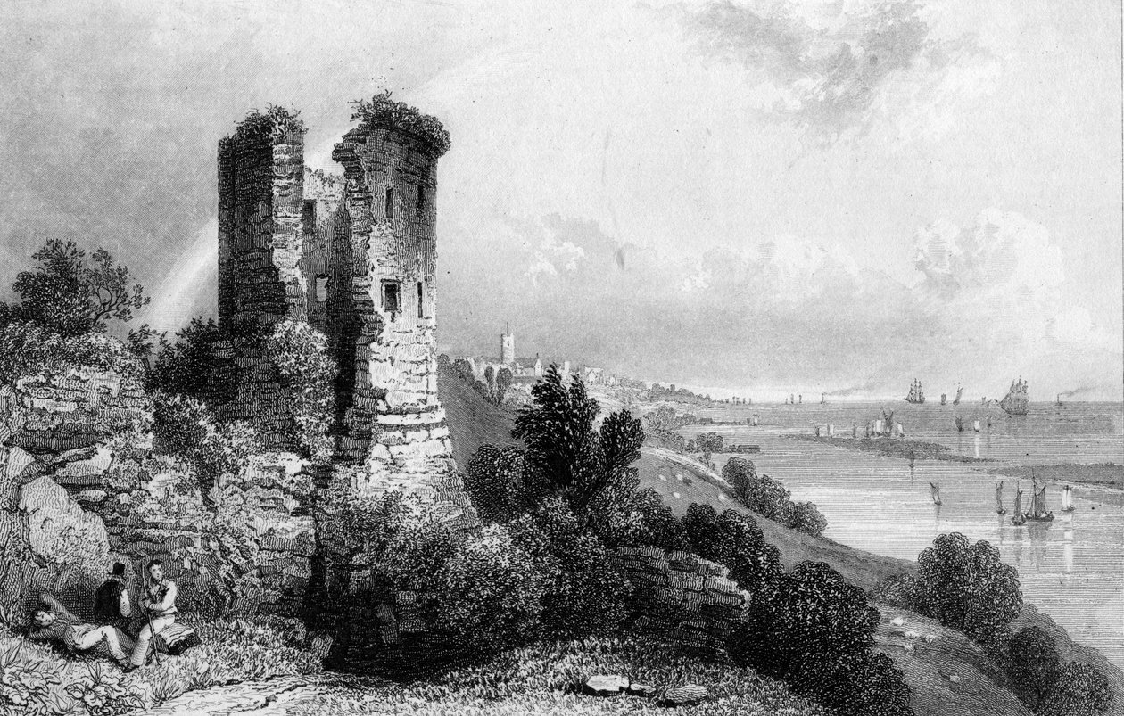 Hadleigh kastély, Essex, metszett: Charles Mottram, 1832 alkotó: William Henry Bartlett