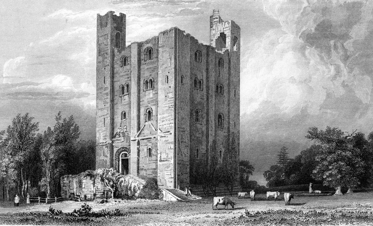 Hedingham kastély, Essex, metszett John Carr Armytage, 1832 alkotó: William Henry Bartlett