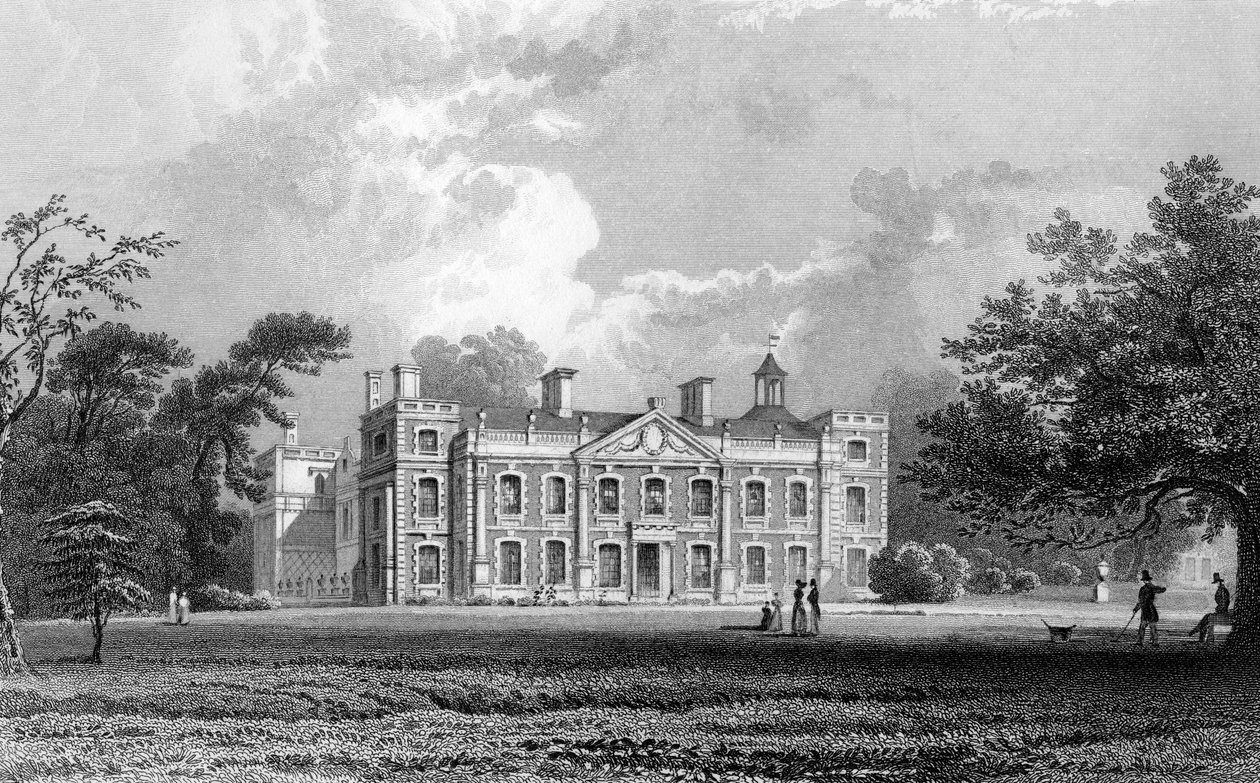 Hill Hall, Epping közelében, Essexben, vésette Samuel Lacey, 1831 alkotó: William Henry Bartlett