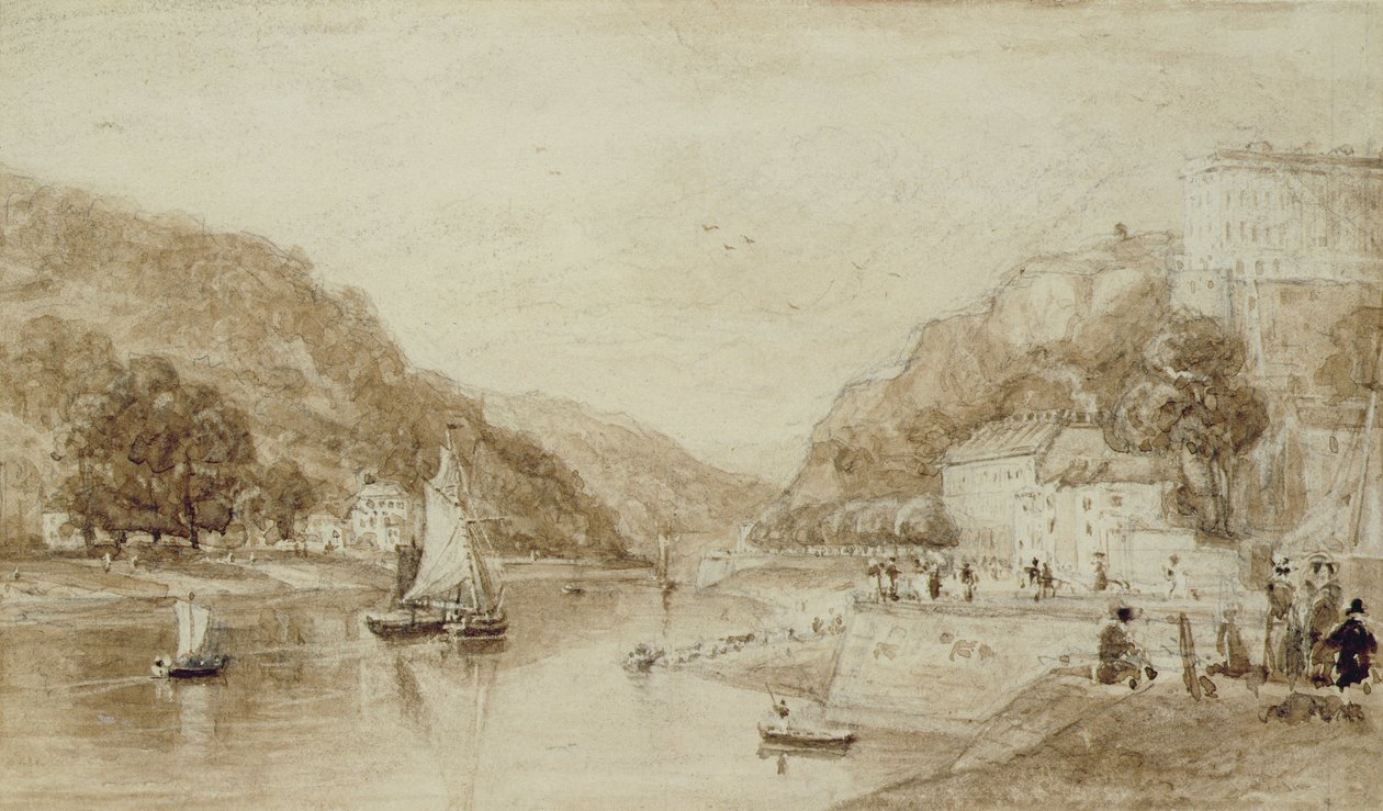 Hotwells Bristol közelében (wc ceruzával papíron) alkotó: William Henry Bartlett