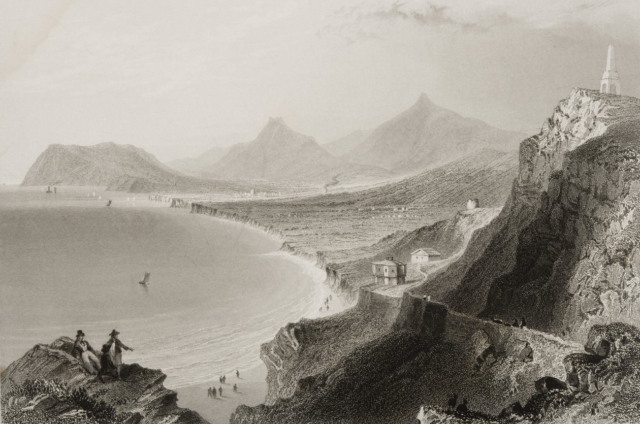 Killiney Bay, Dublin megye, Írország, George Virtue „Scenery and Antiquities of Ireland” című művéből, 1860-as évek alkotó: William Henry Bartlett