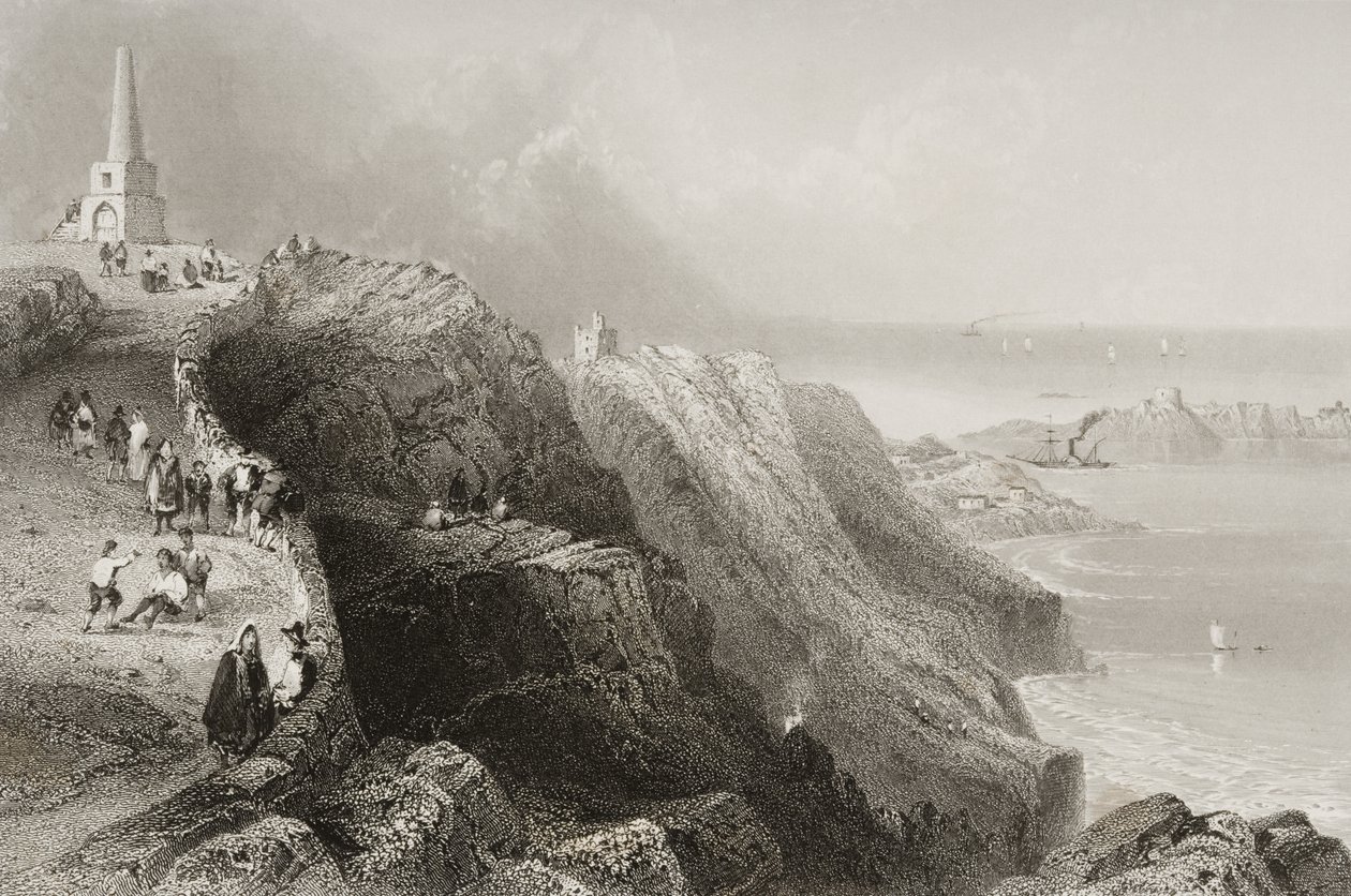 Killiney Hill, Dublin megye, Írország, George Virtue „Scenery and Antiquities of Ireland” című művéből, 1860-as évek alkotó: William Henry Bartlett
