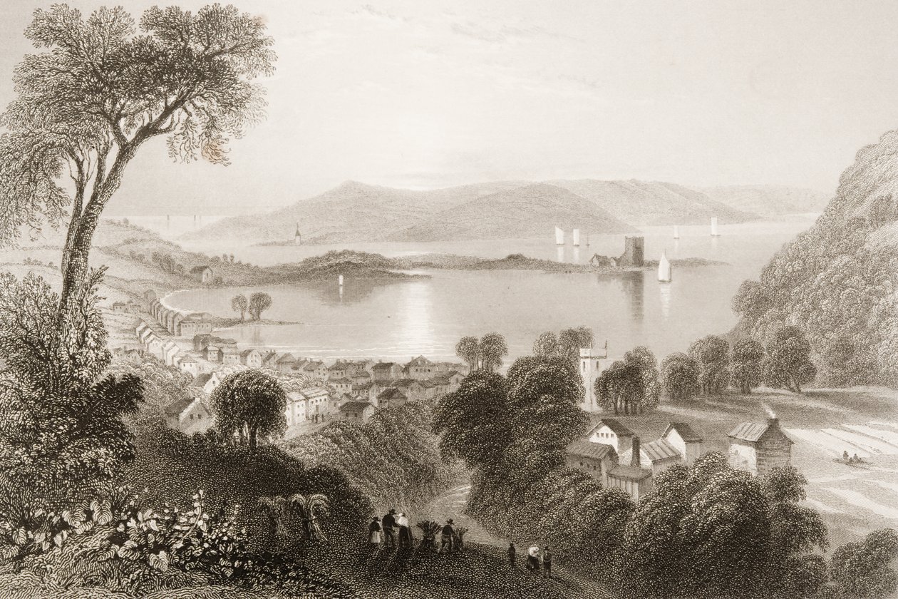 Larne, Antrim megye, Észak-Írország, George Virtue „Scenery and Antiquities of Ireland” című művéből, 1860-as évek alkotó: William Henry Bartlett