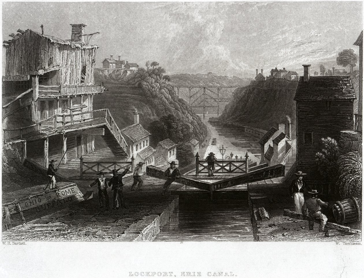 Lockport, Erie-csatorna alkotó: William Henry Bartlett