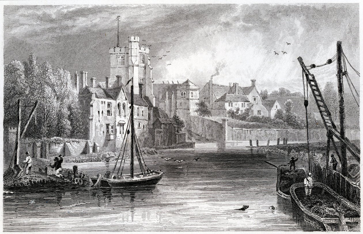 Maidstone a vízből, Kent, 1832 alkotó: William Henry Bartlett