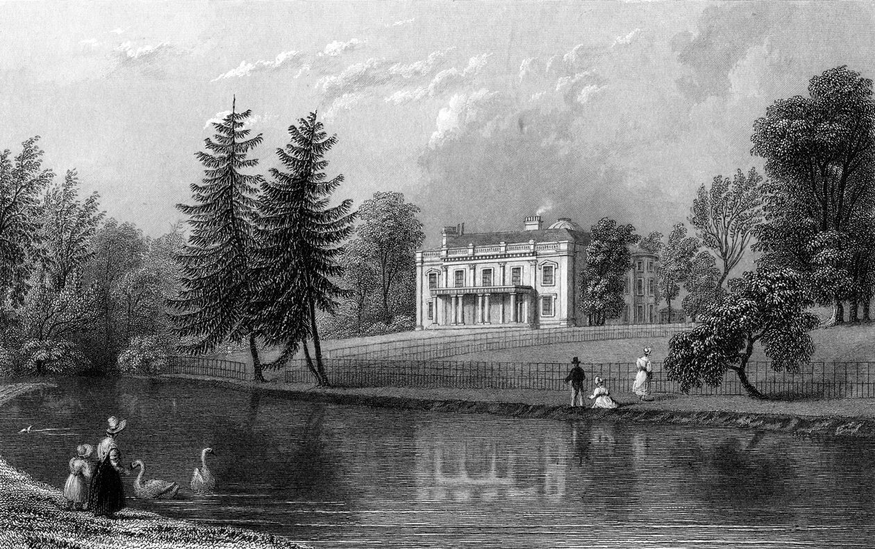 Moor Hall, Harlow közelében, Essex, metszett John Rogers, 1833 alkotó: William Henry Bartlett