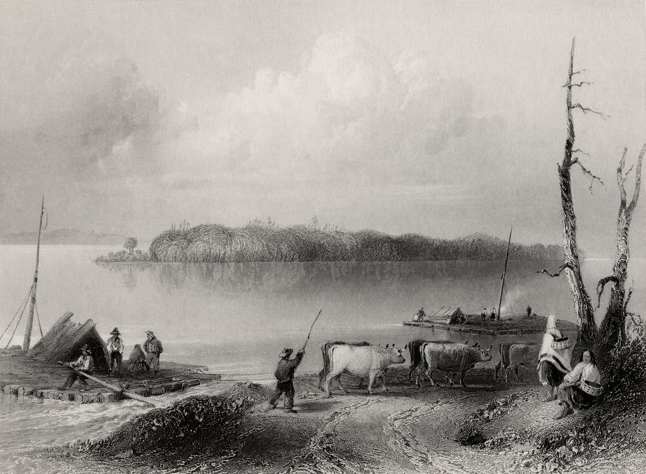 Navy Island, Niagara River, Ontario, Kanada, vésette Charles Coulson (1815-89) alkotó: William Henry Bartlett