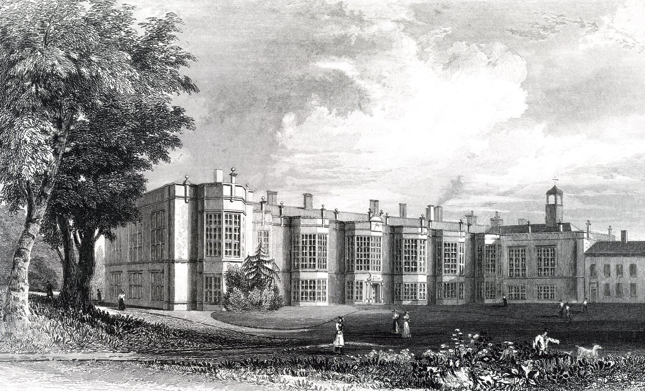 New Hall, Chelmsford közelében, Essex, vésette William Watkins, 1832 körül alkotó: William Henry Bartlett