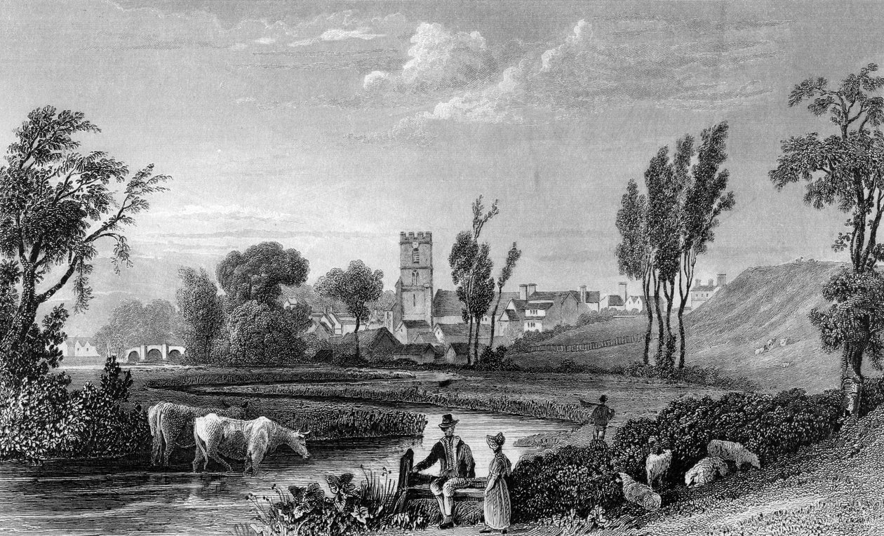 Római állomás Chipping Hillben, Witham, Essex, vésette William Tombleson, 1832 alkotó: William Henry Bartlett