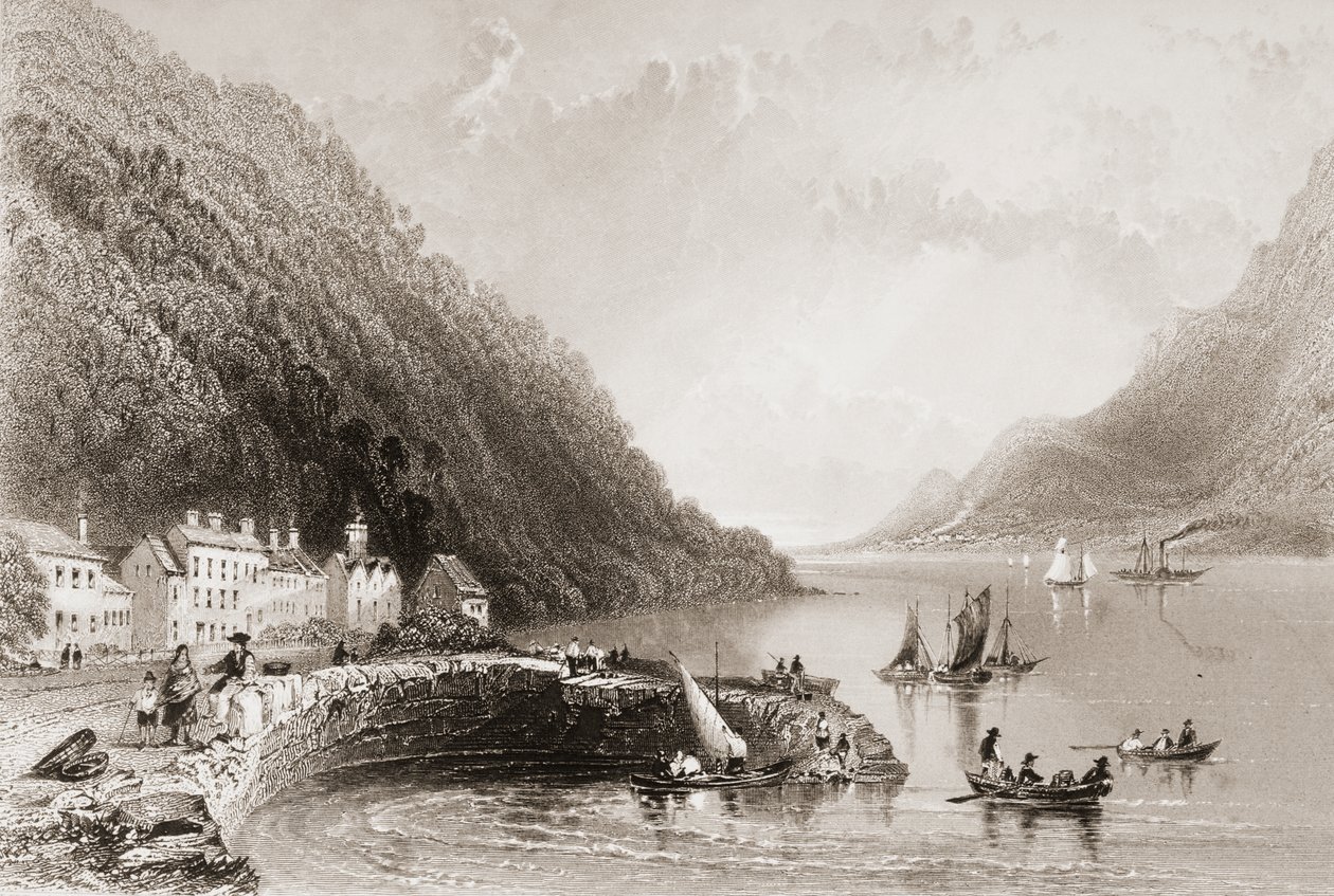 Rosstrevor Pier, Down County, George Virtue „Scenery and Antiquities of Ireland” című művéből, 1860-as évek alkotó: William Henry Bartlett