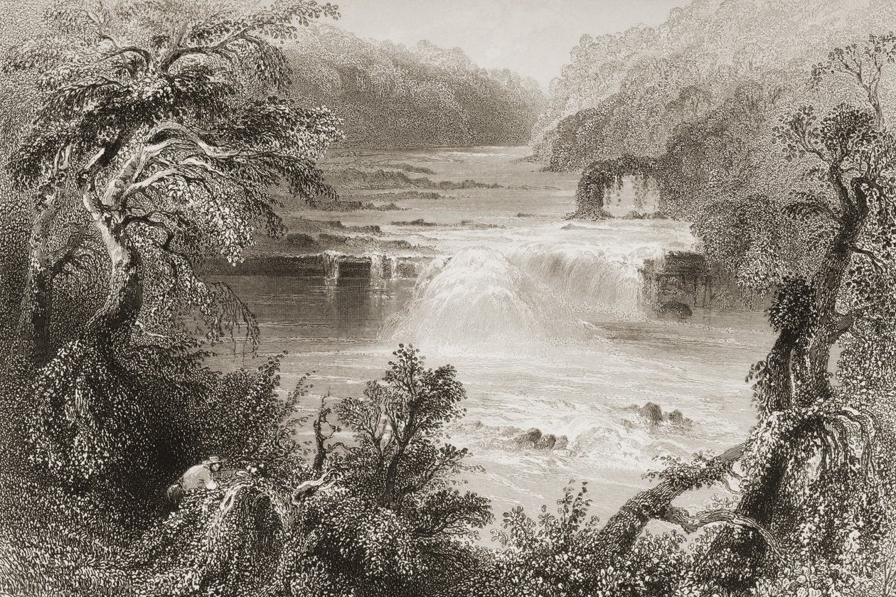 Lazacugrás Leixlipben, Kildare megyében, George Virtue „Scenery and Antiquities of Ireland” című filmjéből, 1860-as évek alkotó: William Henry Bartlett