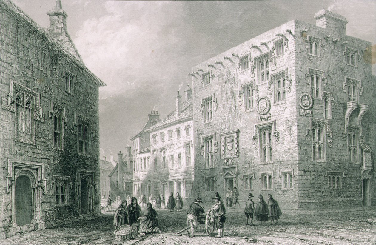 Utcai jelenet Galwayben, Galway megyében, George Virtue „Scenery and Antiquities of Ireland” című művéből, 1860-as évek alkotó: William Henry Bartlett