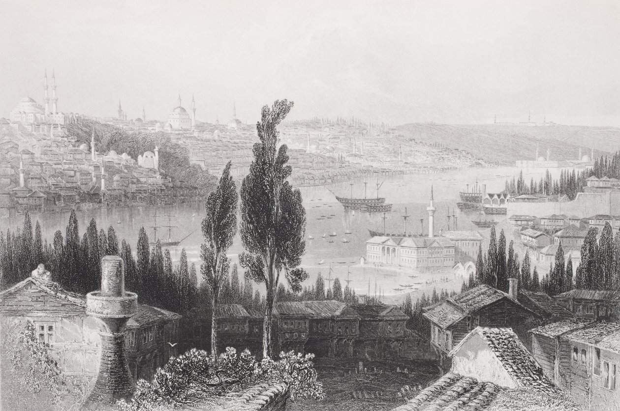 A törökországi Pera arzenálja a „Történelmi portrék galériájából”, 1880 körül megjelent alkotó: William Henry Bartlett