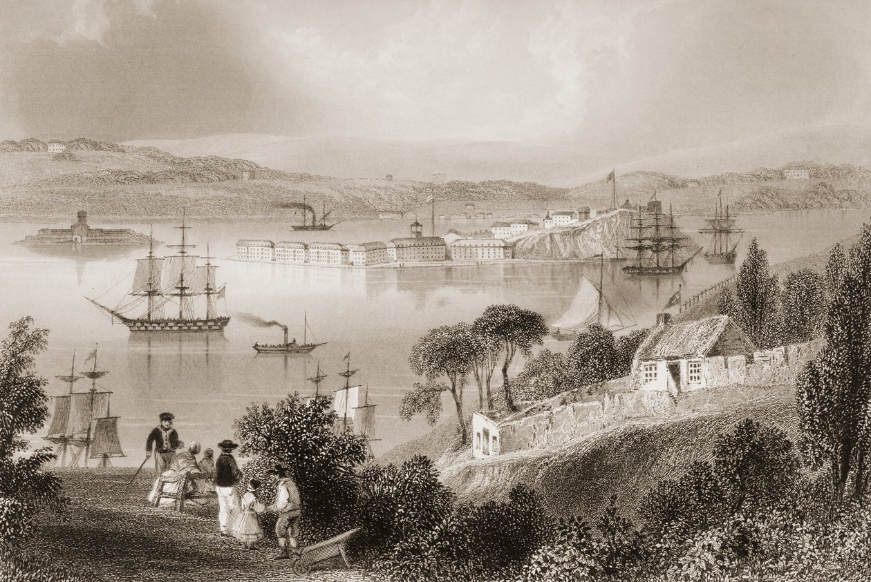 The Cove of Cork (ma Cobh), Cork megye, Írország, George Virtue „Scenery and Antiquities of Ireland” című művéből, 1860-as évek alkotó: William Henry Bartlett