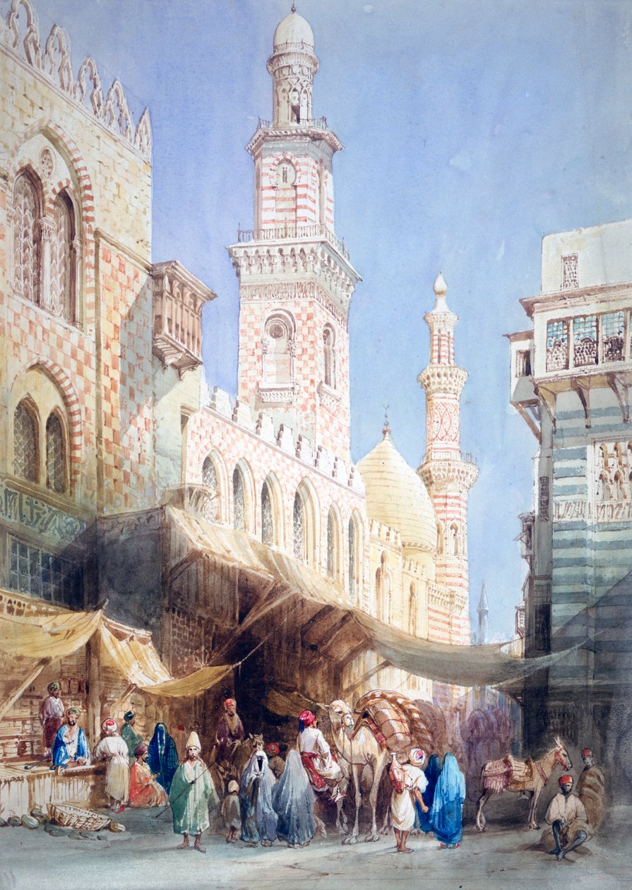 A Sharia El Gohargiyeh, Kairó, 19. század alkotó: William Henry Bartlett