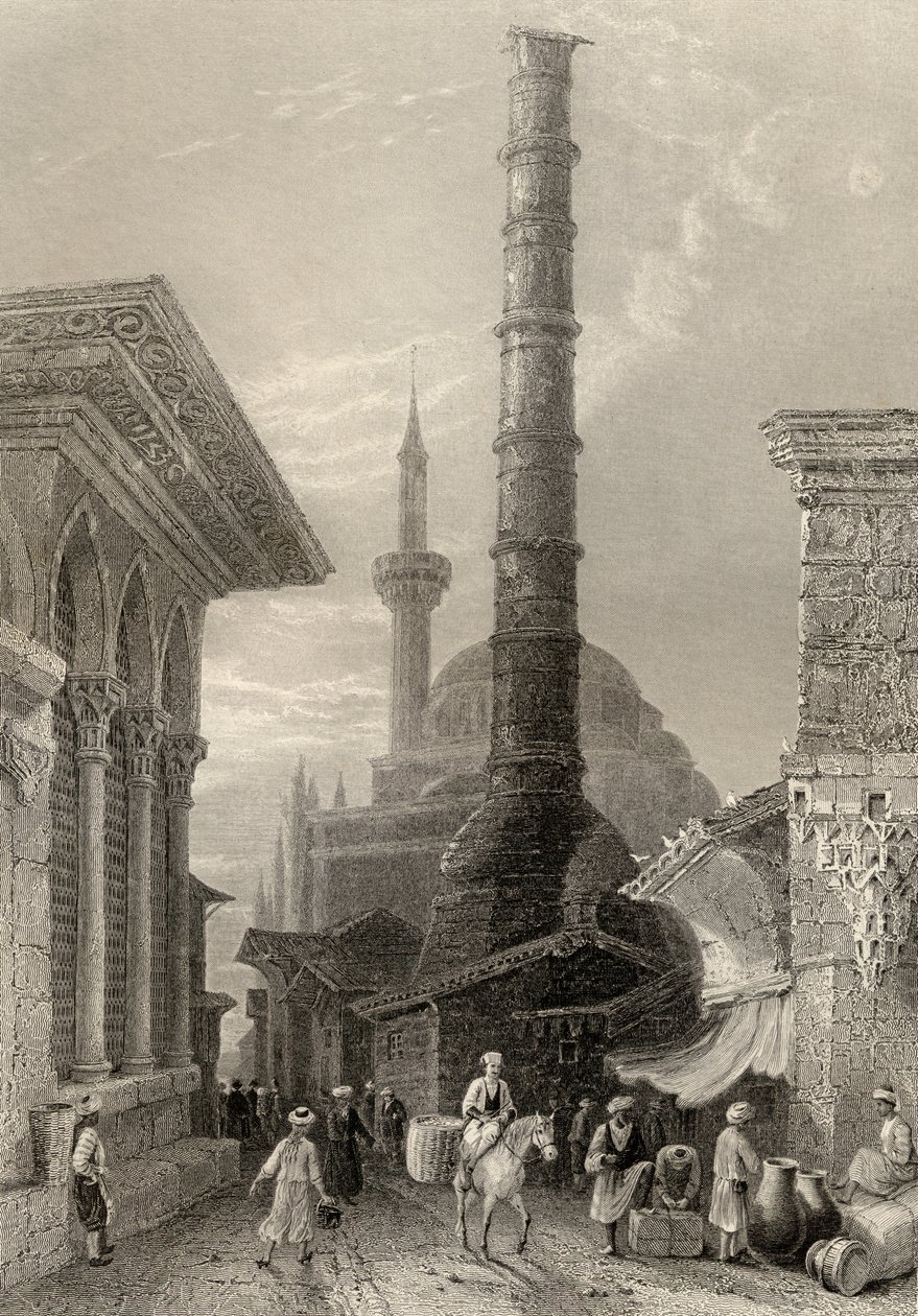 A Tchernberle Tash, Konstantinápoly, Isztambul, Törökország, metszette: J. Carter alkotó: William Henry Bartlett
