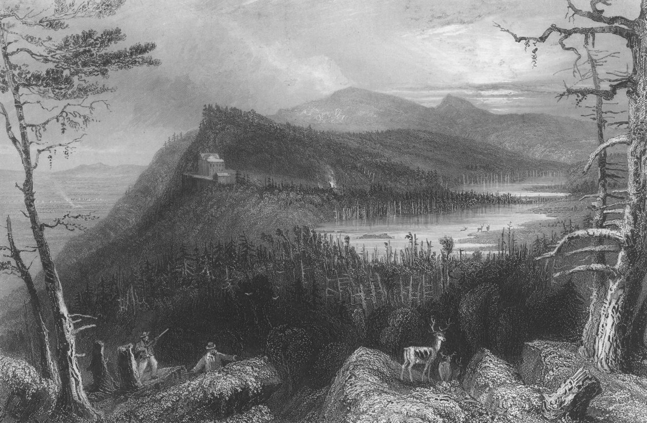 A két tó és a hegyi ház a Catskills-hegységben, 1838 alkotó: William Henry Bartlett