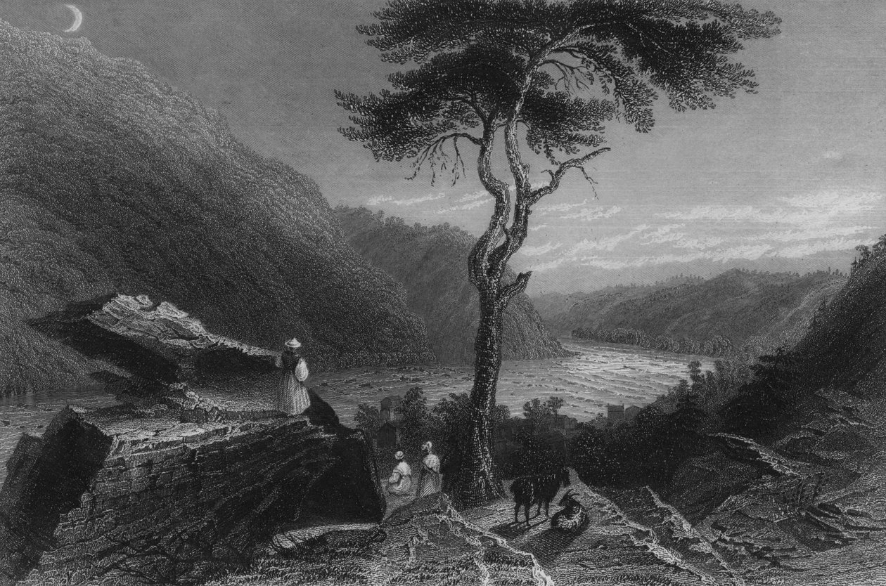 A Shenandoah völgye, a Jefferson-szikláról, 1838 alkotó: William Henry Bartlett