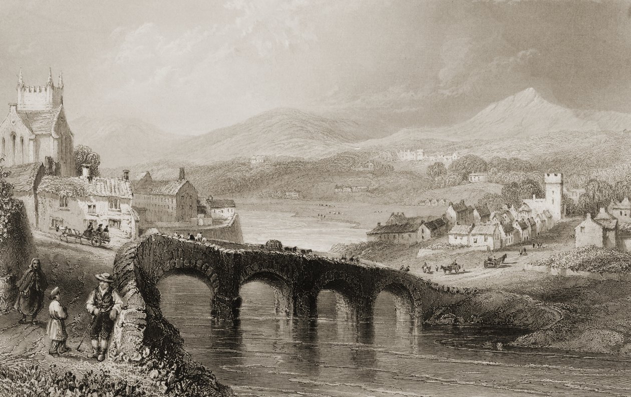 Bray, Wicklow megye, Írország, George Virtue „Scenery and Antiquities of Ireland” című művéből, 1860-as évek alkotó: William Henry Bartlett