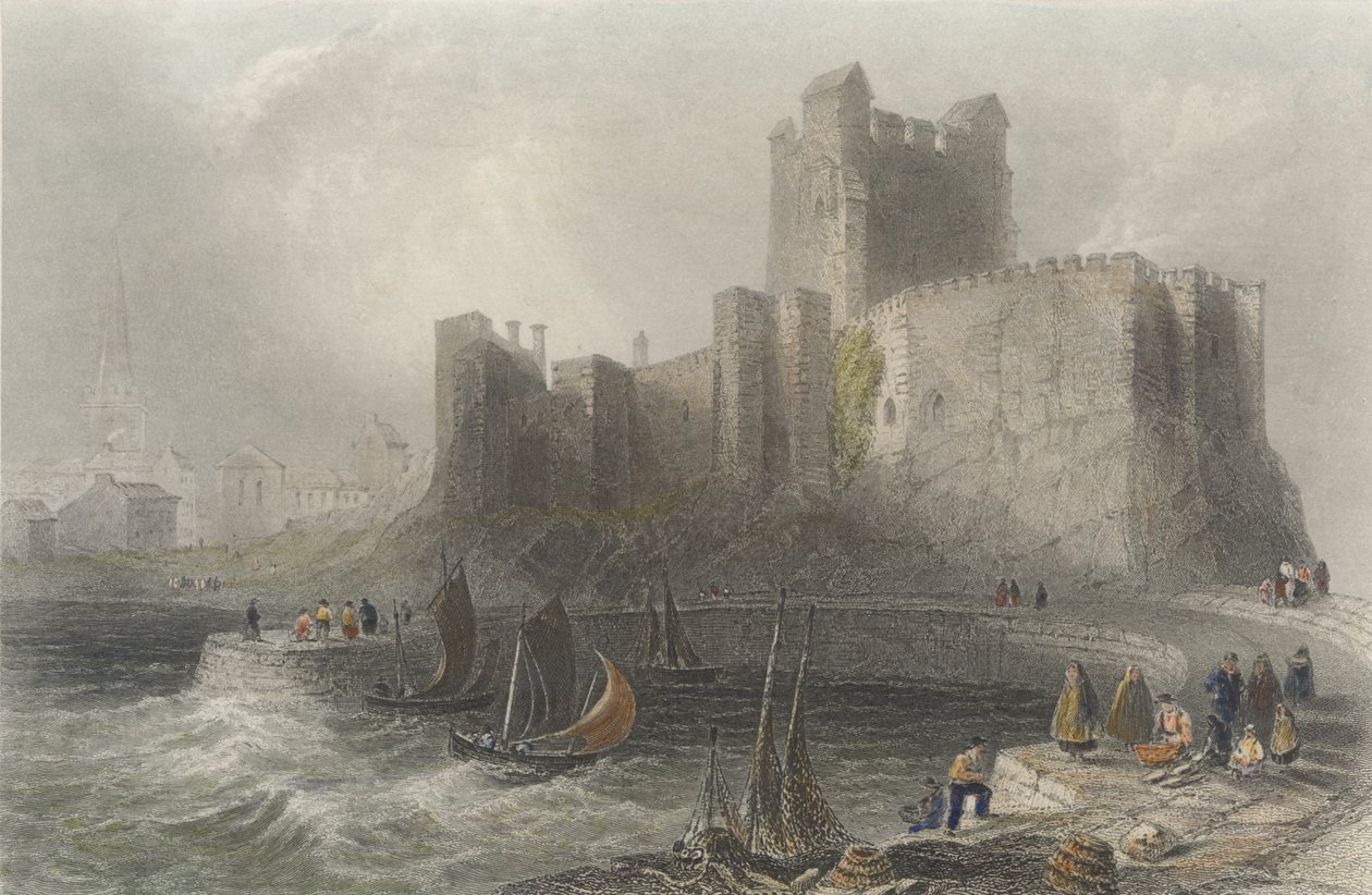 Kilátás a Carrickfergus-kastélyra (színes metszet) alkotó: William Henry Bartlett