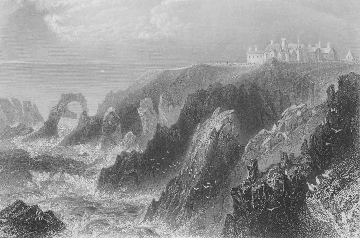 Kilátás a Slains-kastélyra, Peterhead közelében alkotó: William Henry Bartlett