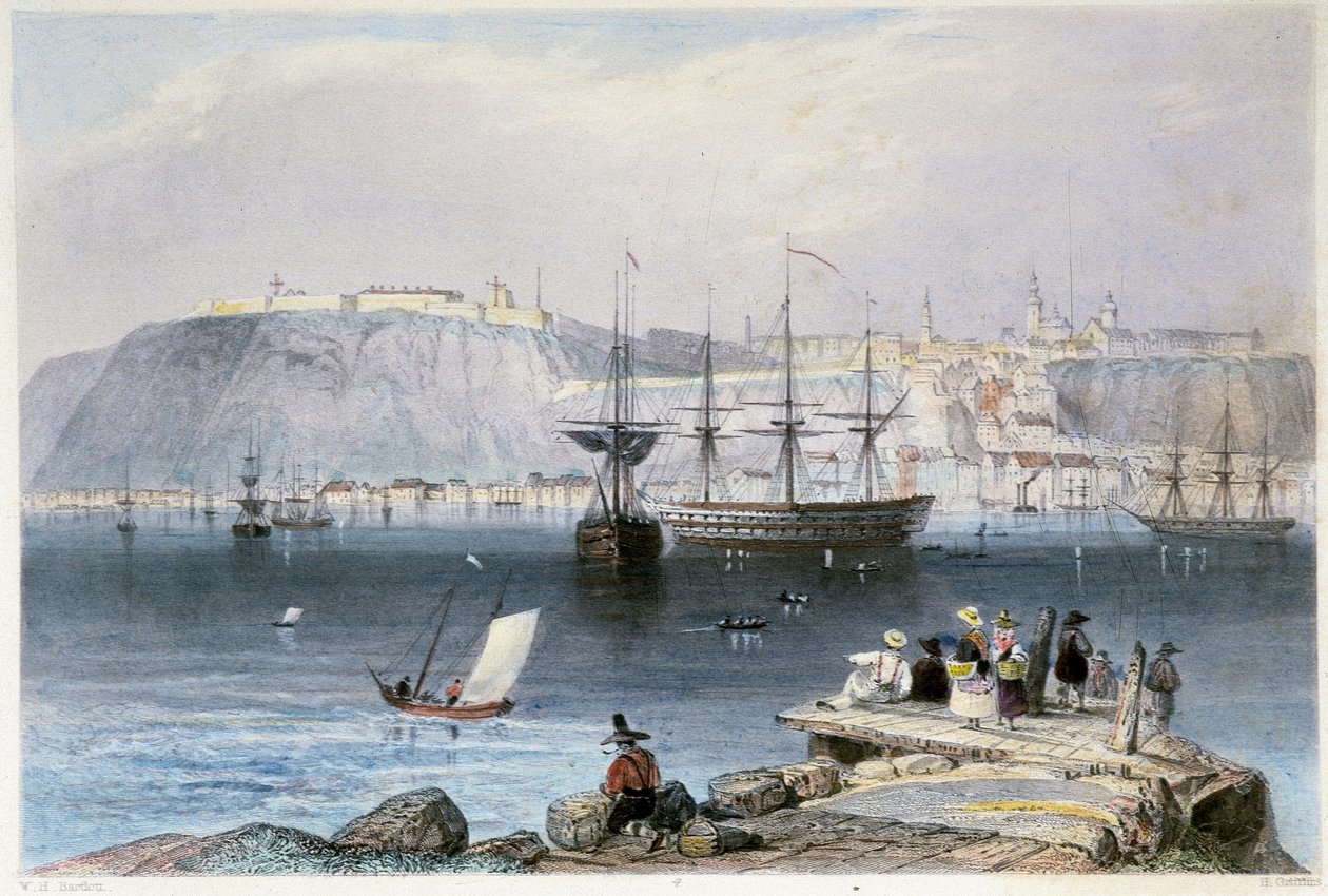 Vue de Québec et de son port (Kanada) – William Henry Bartlett „” kanadai tájkép illusztrálva” című részében, szerk. George Virtue alkotó: William Henry Bartlett
