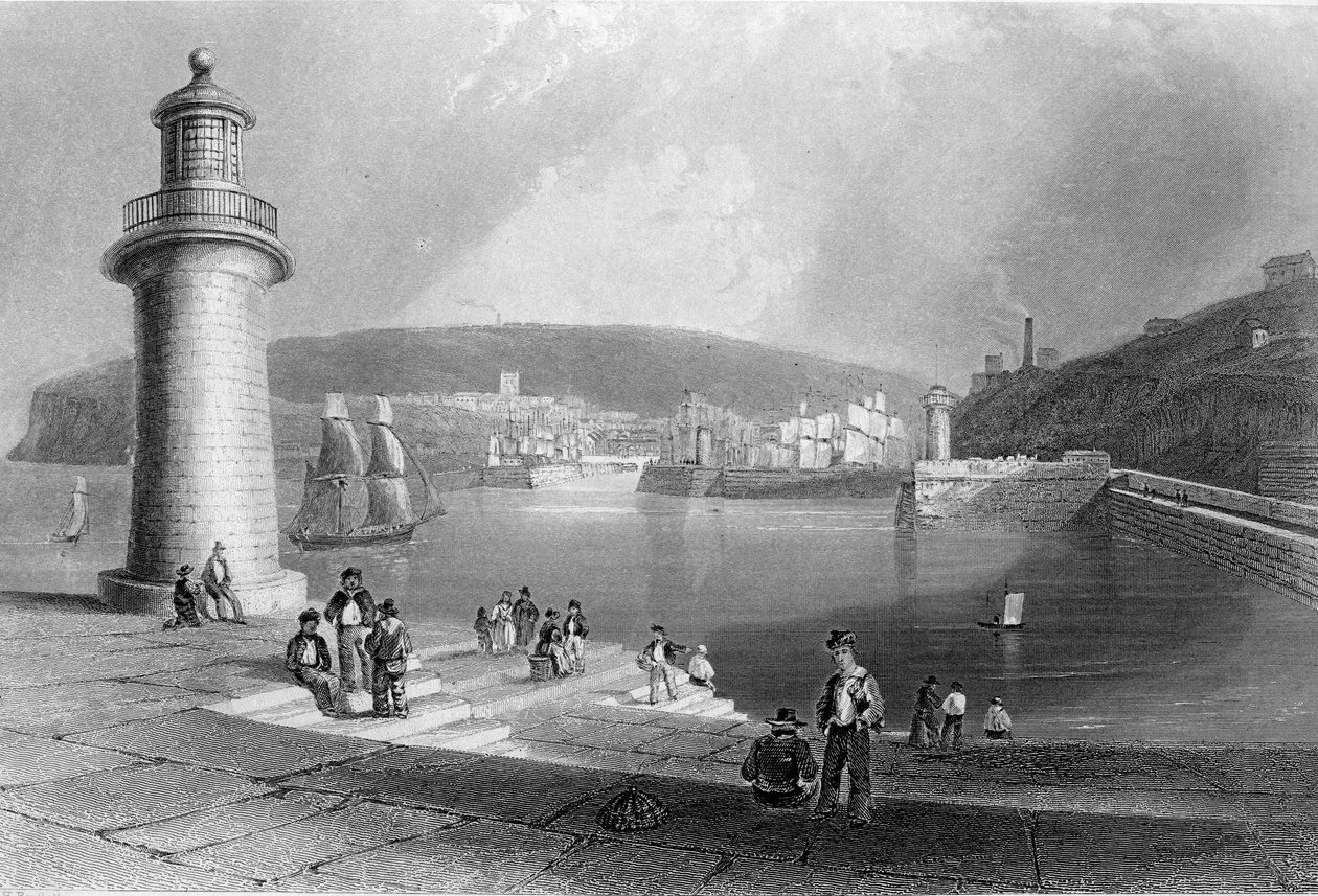 Whitehaven kikötő, 1840-50 körül alkotó: William Henry Bartlett