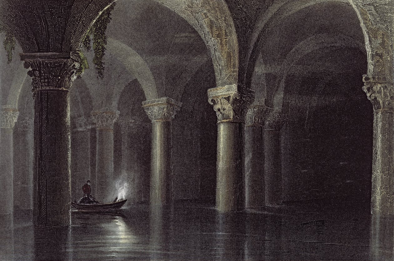 Yere Batan Serai (A ciszternák) Istanbul, metszett J.T. Willmore, 1850 körül (akvatinta) alkotó: William Henry Bartlett