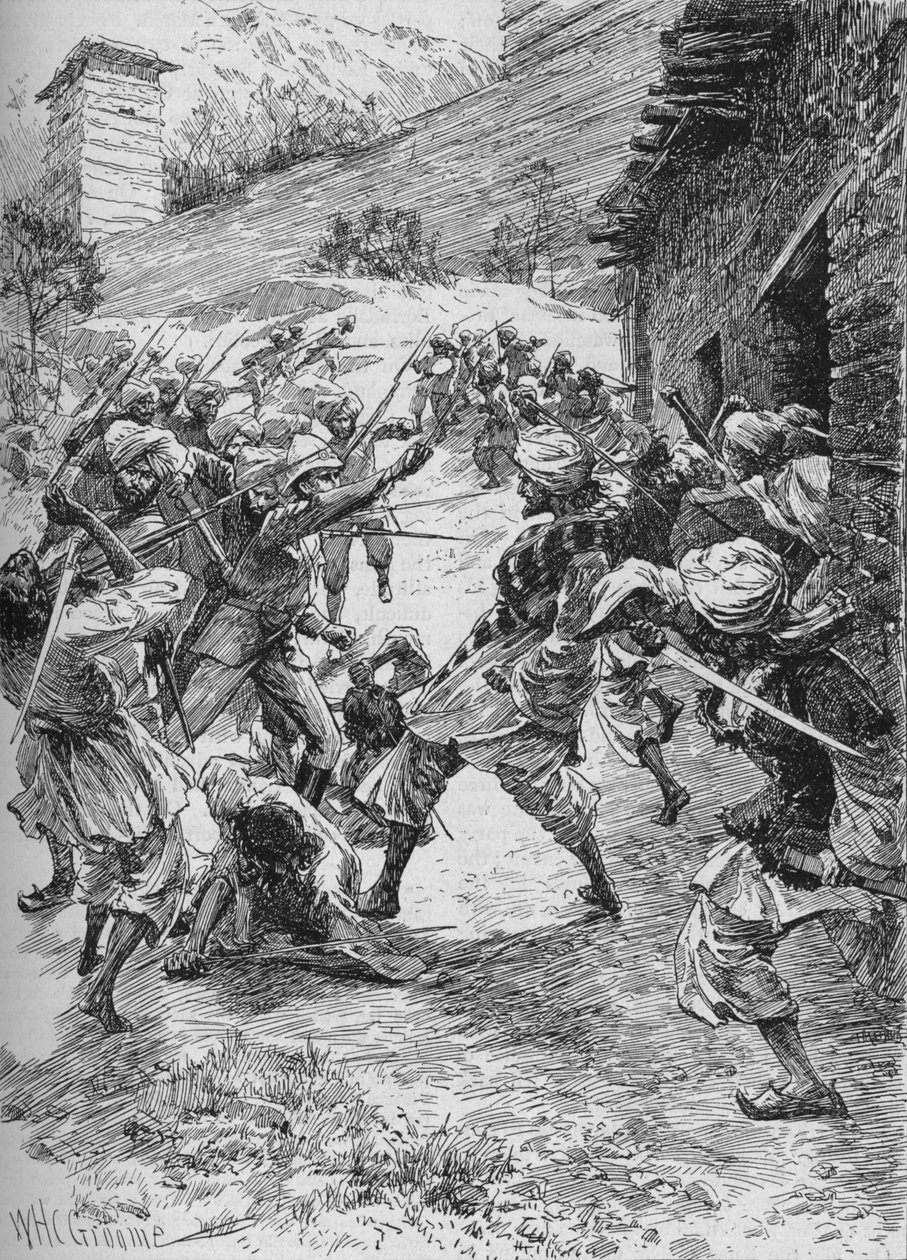 Harley hadnagy negyven szikh és hatvan kasmír élén átrohanta a házat alkotó: William Henry Charles Groome