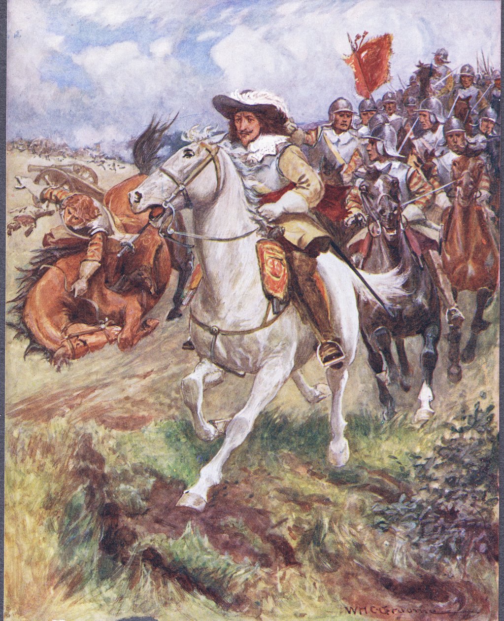 Császárjaink felrobbantak az accurst soraiban, illusztráció a „Híres harcok balladáiból”, 1900 körül alkotó: William Henry Charles Groome