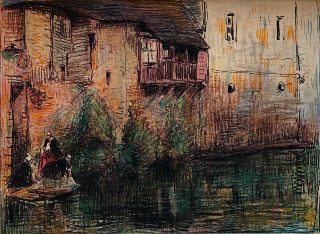 Canal Scene, Quimperle, 1907. alkotó: William Henry Charlton