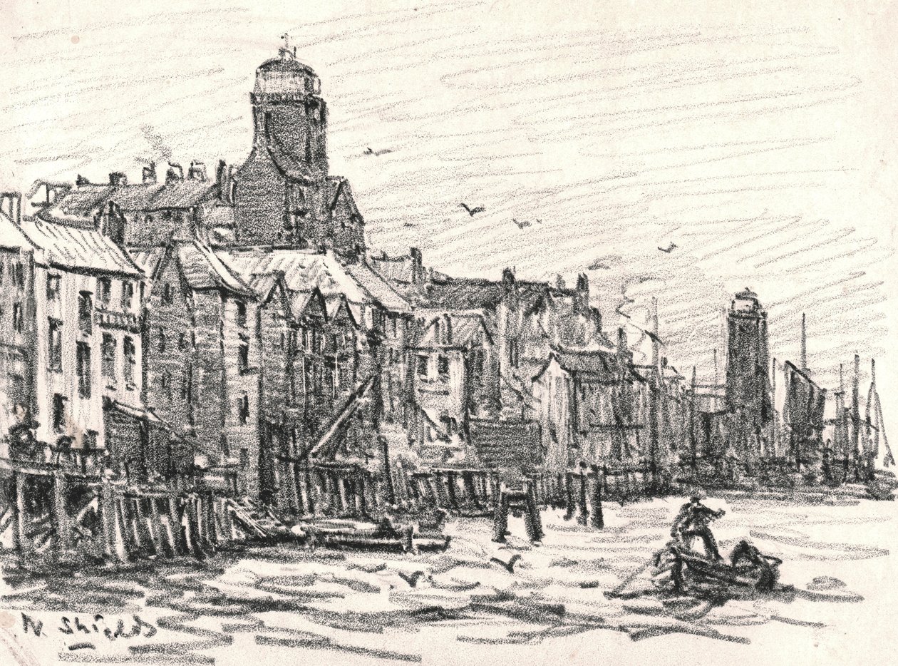 North Shields (faszén papíron) alkotó: William Henry Charlton